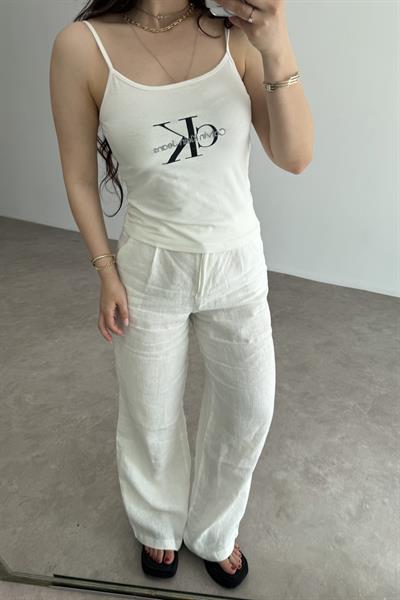 CK Baskılı Askılı Atlet Beyaz