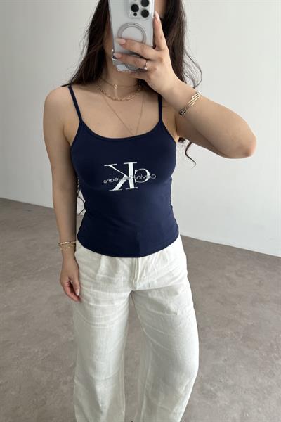 CK Baskılı Askılı Atlet Lacivert