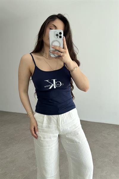 CK Baskılı Askılı Atlet Lacivert