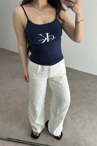 CK Baskılı Askılı Atlet Lacivert