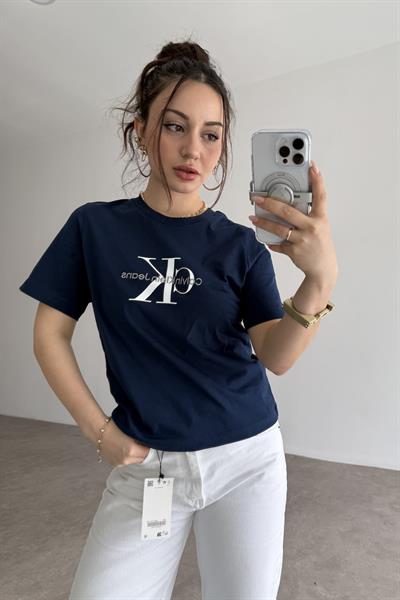 CK Nakış İşlemeli Lacivert T-shirt