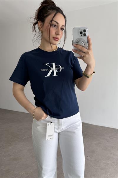 CK Nakış İşlemeli Lacivert T-shirt