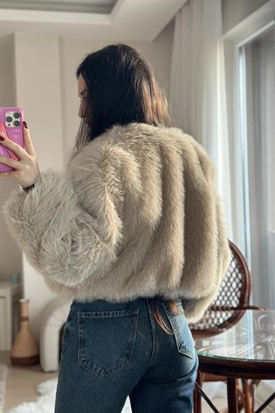 Clara Sıfır Yaka Premium Kürk Taş