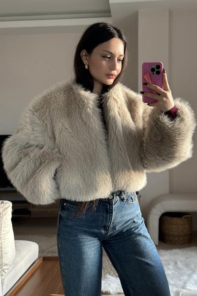 Clara Sıfır Yaka Premium Kürk Taş