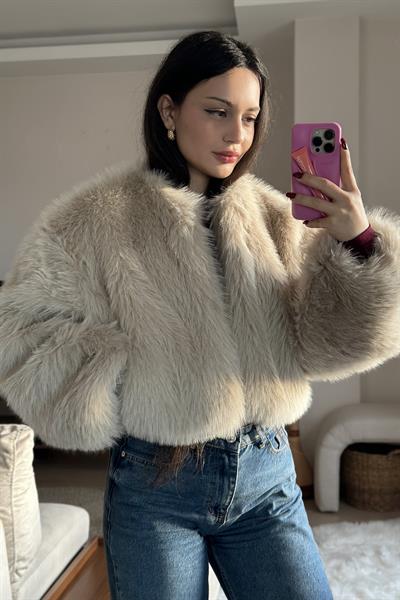 Clara Sıfır Yaka Premium Kürk Taş
