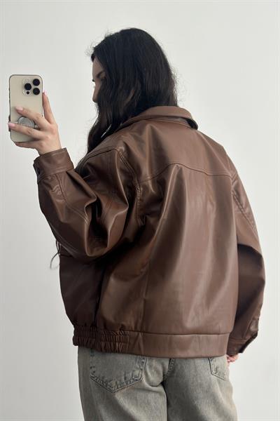 Deri Bomber Ceket Kahve