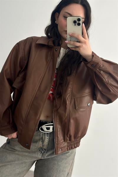 Deri Bomber Ceket Kahve