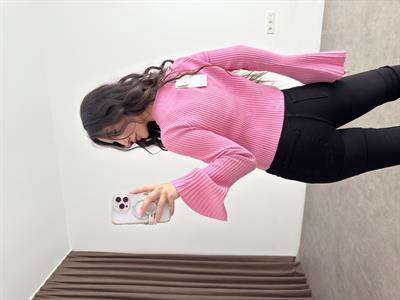 Dilvin Bisiklet Yaka Düğmeli İspanyol Kol Pembe Hırka