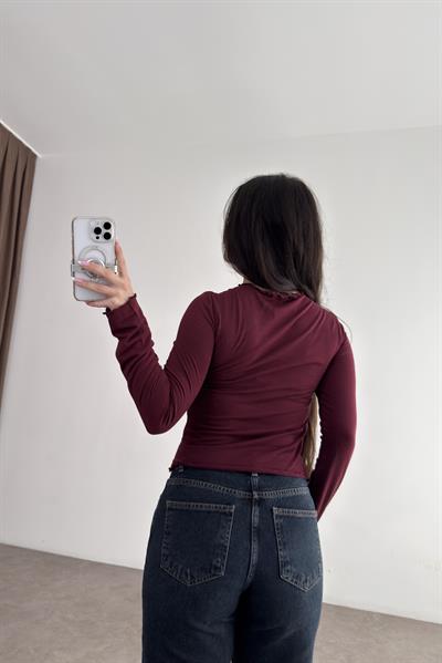 Dilvin Büzgülü Bordo Bluz 