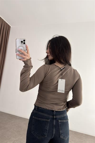 Dilvin Büzgülü Vizon Bluz 