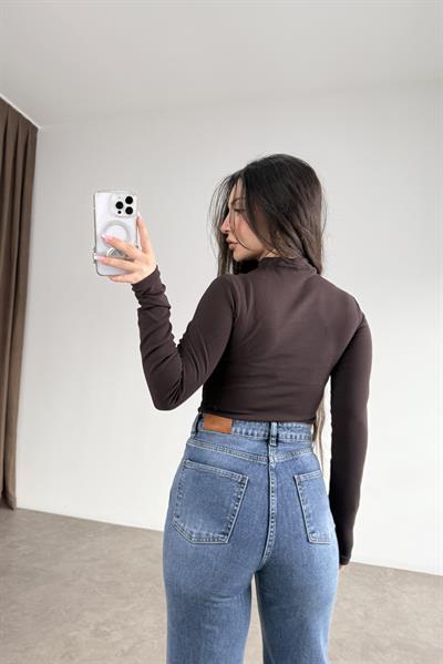 Dilvin Yarım Balıkçı Yaka Kahve Body