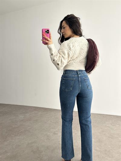Dreamy Toparlayıcı Mini Flare Orta Mavi Jean