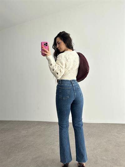 Dreamy Toparlayıcı Mini Flare Orta Mavi Jean