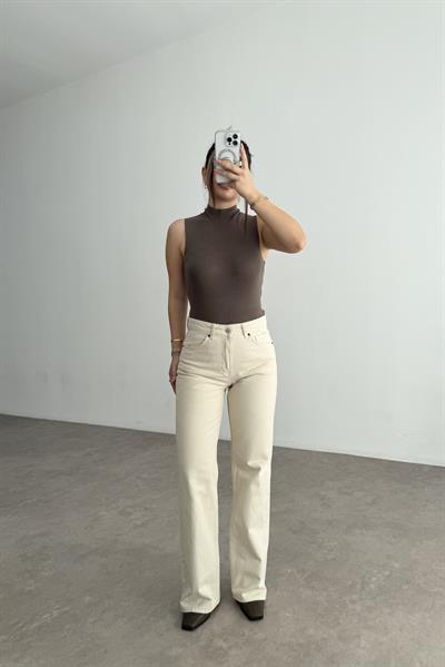 Ekru Yüksek Belli Straightfit Jean