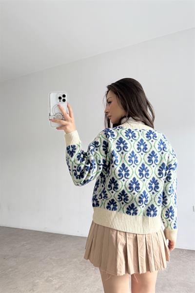 Etnik Desenli Orijinal Marka Triko Hırka 