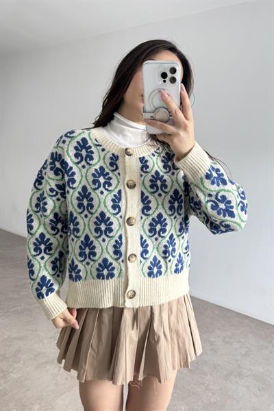 Etnik Desenli Orijinal Marka Triko Hırka 