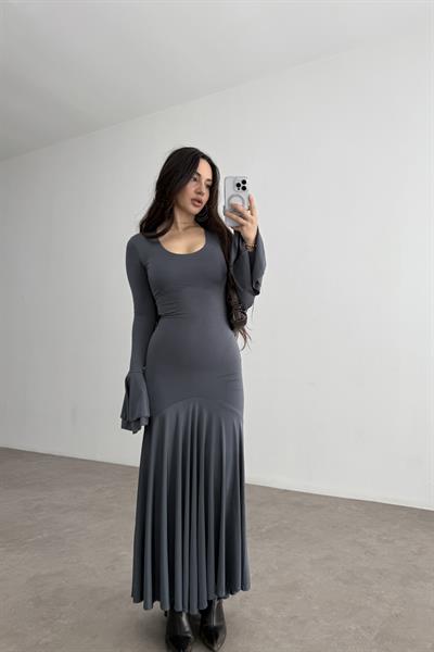 Eva Kolları Volanlı İndigo Gri