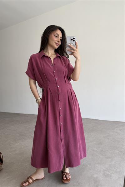 Exotic Pamuk Tensel Bordo Elbise