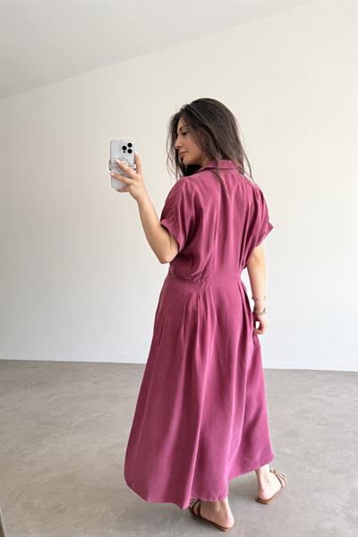 Exotic Pamuk Tensel Bordo Elbise