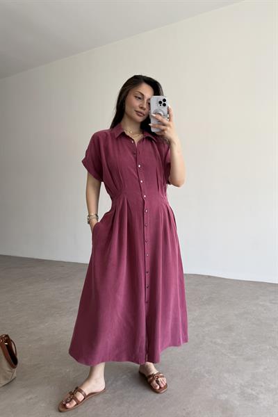 Exotic Pamuk Tensel Bordo Elbise