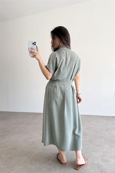 Exotic Pamuk Tensel Haki Elbise