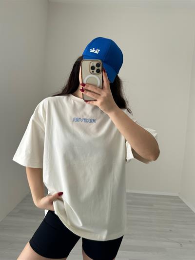 Ferever Mavi Logolu Bisiklet Yakalı Tişört