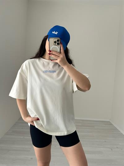 Ferever Mavi Logolu Bisiklet Yakalı Tişört