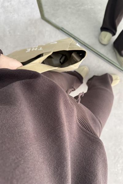 Fitilli Dokulu Kahve Eşofman Takımı