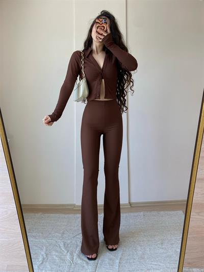 Fitilli Toparlayıcı Slim Flare Tayt Pantolon