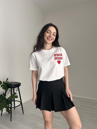 F/MM Kalp Logolu Beyaz Tişört