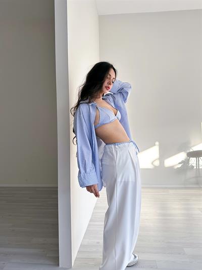 F/Pötikare Açık Mavi Büstiyerli Gömlek