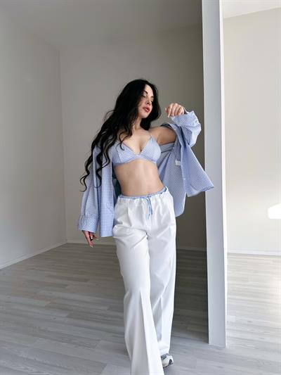 F/Pötikare Açık Mavi Büstiyerli Gömlek