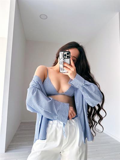 F/Pötikare Orta Mavi Büstiyerli Gömlek