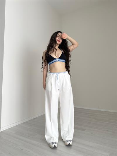 F/ZR Model Boxer Detaylı Beyaz Pantolon