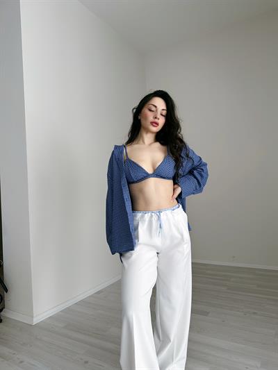 F/ZR Model Boxer Detaylı Beyaz Pantolon