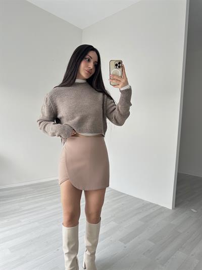 ZR Model Klasik Kesim Kahve Şort Etek