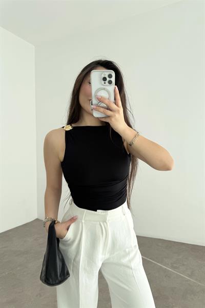 Gold Tokalı Toparlayıcı Siyah Bodysuit