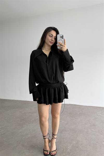 Gömlek Model Katlı Etekli Elbise