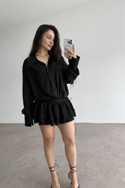 Gömlek Model Katlı Etekli Elbise