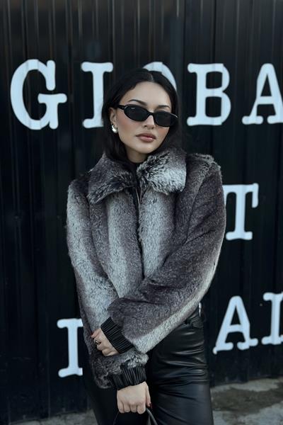 Griseo Premium Kalite Fermuarlı Yakalı Kürk