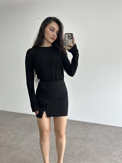 Gül Broşlu Premium Etek