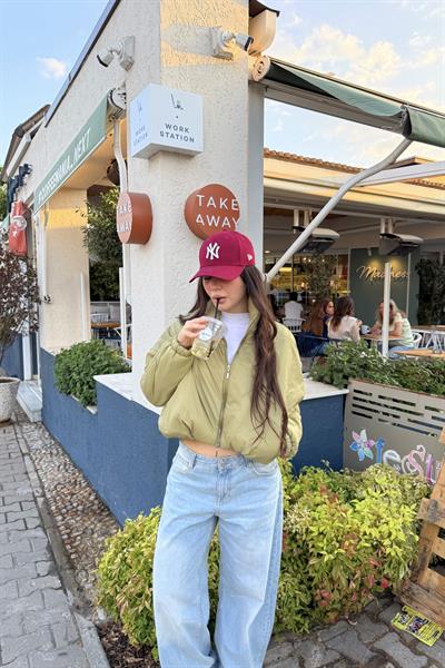 Hafif Dolgulu Şişme Yeşil Ceket