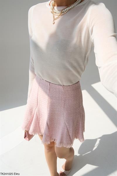 Hafif Transparan Basic Beyaz Triko