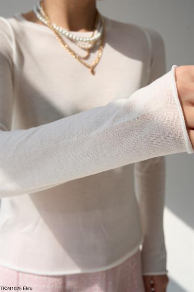 Hafif Transparan Basic Beyaz Triko