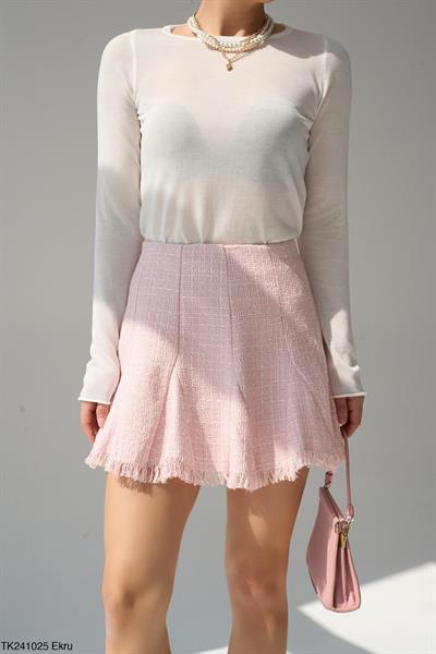 Hafif Transparan Basic Beyaz Triko