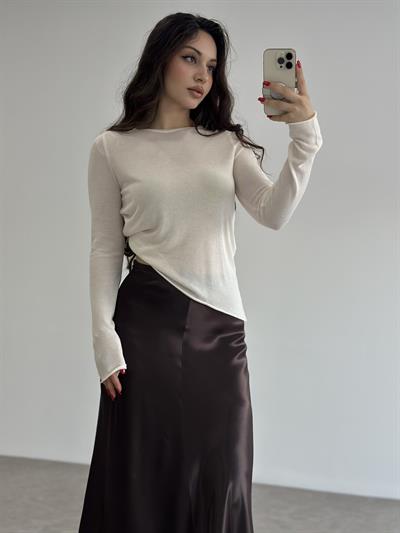 Hafif Transparan Basic Ekru Triko