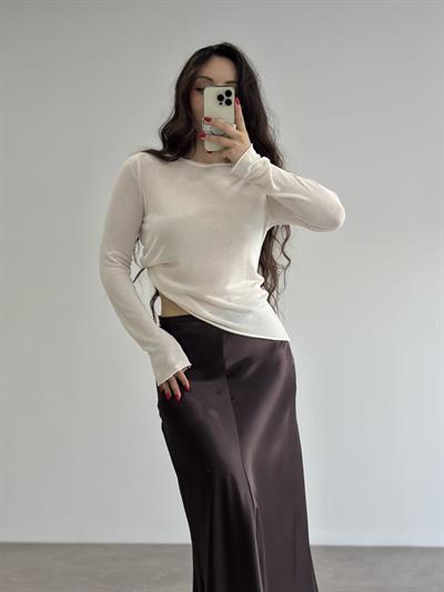 Hafif Transparan Basic Ekru Triko