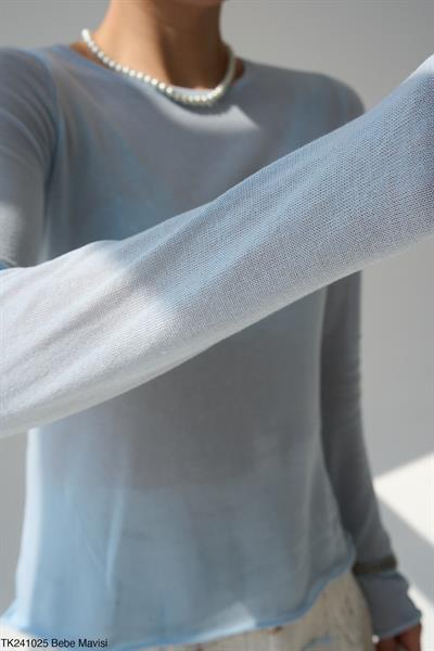 Hafif Transparan Basic Mavi Triko