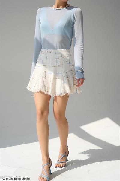 Hafif Transparan Basic Mavi Triko