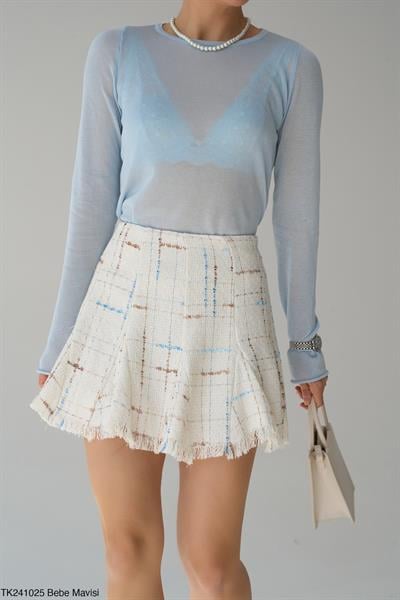 Hafif Transparan Basic Mavi Triko